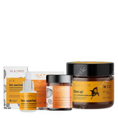 Alkmie Ray Of Sun ZESTAW Peeling-maska 60 ml + Olejek z superowocami 15 ml + Masło regenerująco-brązujące do ciała 30 ml