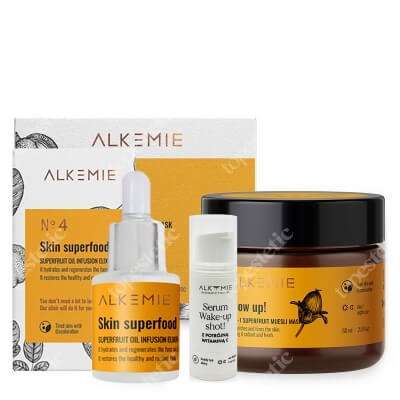 Alkmie Skin Superfood ZESTAW 2 w 1 Peeling-maska 60 ml + Multiwitaminowy olejek 15 ml + Serum z potrójną witaminą C 5 ml