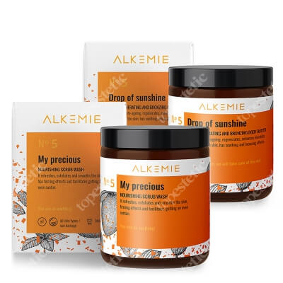 Alkmie Sunshine Body Set ZESTAW Peeling myjący do ciała 200 g + Masło regenerująco-brązujące do ciała 180 ml