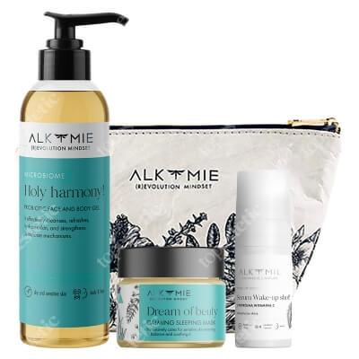 Alkmie Travel Size Set ZESTAW Żel do mycia 150 ml + Serum 15 ml + Nocna maska-krem 15 ml + Mała kosmetyczka 1 szt