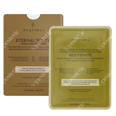 Alqvimia EB Rejuvenate Face Mask + Eternal Youth Gold Eye Patches ZESTAW Maska z włókien bawełnianych i owocowych, odmładzająca 1 szt. + Złote hydrożelowe płatki pod oczy 1 para