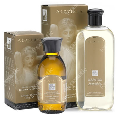 Alqvimia Lavender Relaxing Body Set ZESTAW Olej do ciała, relaksujący, lawendowy 150 ml + Żel pod prysznic, lawendowy 400 ml