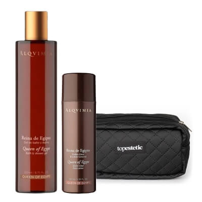 Alqvimia Queen Care ZESTAW Żel pod prysznic 250 ml + Rozświetlająca emulsja do ciała 150 ml + kosmetyczka 1 szt