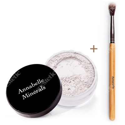 Annabelle Minerals Eyeshadows Almond Milk + Pędzelek ZESTAW Cień glinkowy (kolor Almond Milk) 3 g + Pędzelek do łączenia cieni