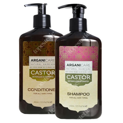 Arganicare Castor Hair Set ZESTAW Szampon stymulujący porost włosów 400 ml + Odżywka stymulująca porost włosów 400 ml