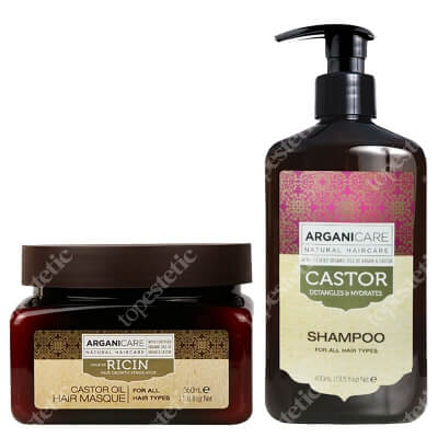 Arganicare Castor Oil Shampoo + Castor Oil Hair Masque ZESTAW Szampon 400 ml + Maska 350 ml