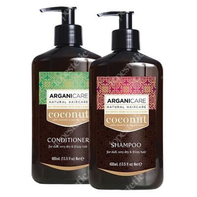 Arganicare Coconut Hair Set ZESTAW Szampon do suchych włosów 400 ml + Odżywka do suchych i zniszczonych włosów 400 ml