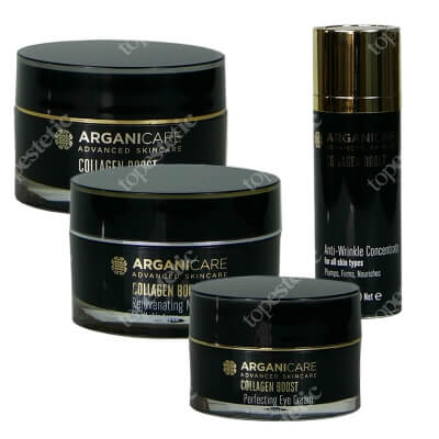 Arganicare Collagen Boost Set ZESTAW Krem przeciwzmarszczkowy SPF25 50 ml + Odmładzający krem na noc 50 ml + Serum przeciwzmarszczkowe 30 ml + Krem pod oczy 30 ml