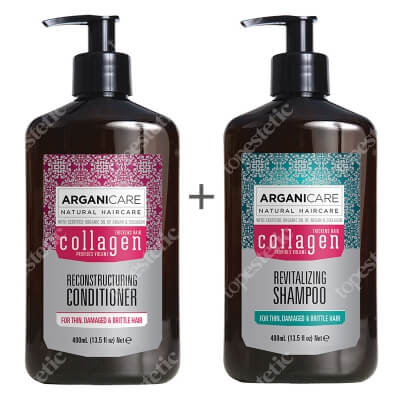 Arganicare Collagen Hair Set ZESTAW Szampon do cienkich włosów 400 ml + Odżywka odbudowująca 400 ml