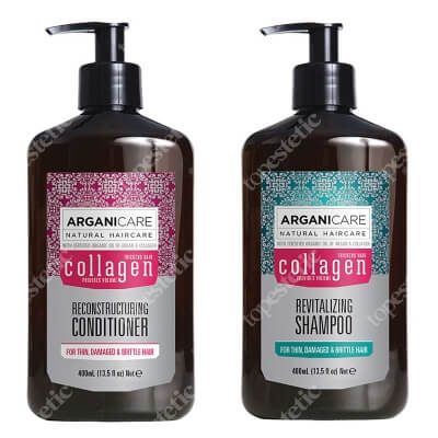 Arganicare Collagen Hair Set ZESTAW Szampon do cienkich włosów 400 ml + Odżywka odbudowująca 400 ml