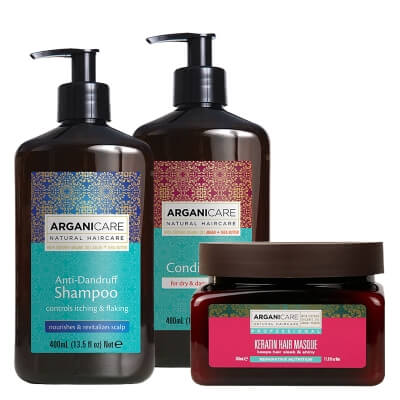 Arganicare Hair Care ZESTAW Szampon przeciwłupieżowy 400 ml + Odżywka do włosów suchych 400 ml + Maska do włosów z keratyną 350 ml