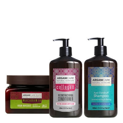 Arganicare Hair Care ZESTAW Szampon przeciwłupieżowy 400 ml + Odżywka odbudowująca 400 ml + Maska nawilżająca 350 ml