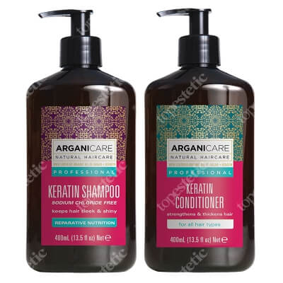 Arganicare Keratin Hair Protect ZESTAW Szampon 400 ml + Odżywka 400 ml