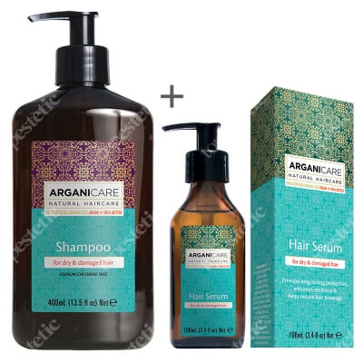 Arganicare Shampoo For Dry Hair + Hair Serum For Dry Hair ZESTAW Szampon z masłem Shea 400 ml + Serum do włosów suchych i zniszczonych 100 ml