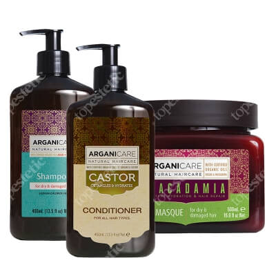 Arganicare Shampoo + Oil Conditioner + Hair Masque ZESTAW Szampon  400 ml + Odżywka stymulująca porost włosów 400 ml + Maska nawilżająca 500 ml