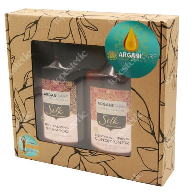 Arganicare Silk Hair Set ZESTAW Szampon z jedwabiem, rozplątujący włosy 400 ml + Odżywka z jedwabiem rozplątująca włosy 400 ml