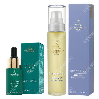 Aromatherapy Associates Day And Night Rest And Glow Set ZESTAW Rozświetlajacy olejek do twarzy 15 ml + Mgiełka ułatwiająca zasypianie 50 ml
