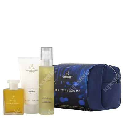 Aromatherapy Associates De-Stress And Calm Set ZESTAW Olejek do kąpieli i pod prysznic 55 ml + Żel na zmęczone mięśnie 100 ml + Odprężający olejek do ciała