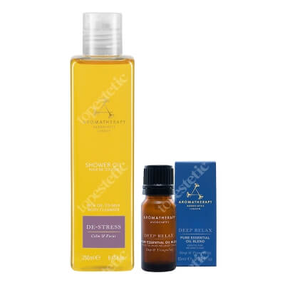 Aromatherapy Associates Deep Relax ZESTAW Odstresowujący olejek pod prysznic 250 ml + Olejek 10 ml