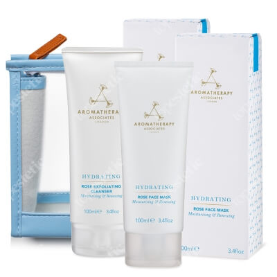 Aromatherapy Associates Fresh Rose ZESTAW Peeling do twarzy 100 ml + Maseczka do twarzy 100 ml + Kosmetyczka 1 szt