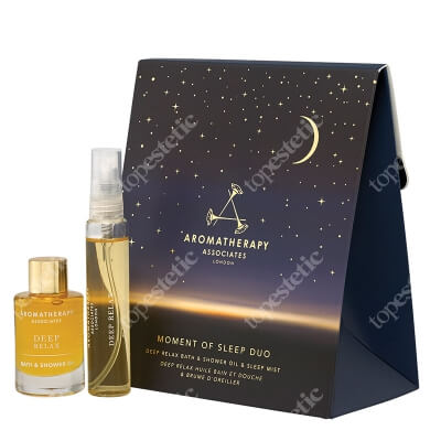 Aromatherapy Associates Moment of Sleep Duo ZESTAW Głęboko relaksujący olejek do kąpieli 9 ml + Mgiełka ułatwiająca zasypianie 10 ml