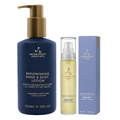 Aromatherapy Associates Night Ritual ZESTAW Aromaterapeutyczny balsam do rąk i ciała 300 ml + Mgiełka ułatwiająca zasypianie 50 ml