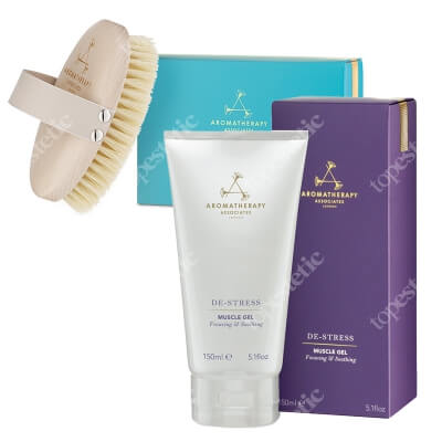 Aromatherapy Associates Relax Your Body ZESTAW Szczotka do masażu ciała na sucho 1 szt + Odstresowujący żel na zmęczone mięśnie 150 ml