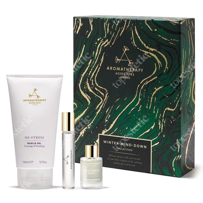 Aromatherapy Associates Winter Wind - Down ZESTAW Żel na zmęczone mięśnie 150 ml + Odstresowujący olejek do kąpieli 9 ml + Perfumy 10 ml