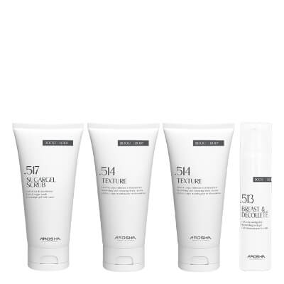 Arosha Body Premium Care ZESTAW Peeling cukrowy do ciała 200 ml + Odżywczy i regenerujący krem do ciała 200 ml x 2 + Żel napinający na biust i dekolt 100 ml
