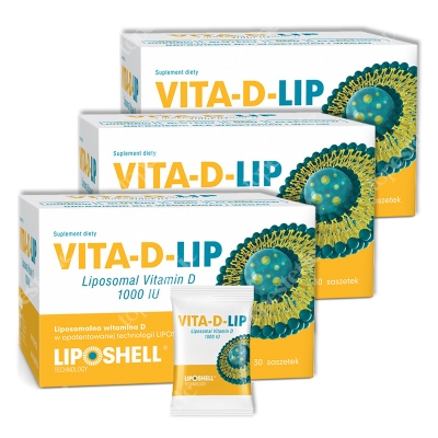 Ascolip Trójpak Vita-D-LIP 1000 IU ZESTAW Liposomalna witamina D 3 x 30 saszetek