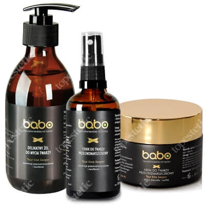Babo Prewencja Przeciwzmarszczkowa i nawilżająca ZESTAW Żel do mycia twarzy 250 ml + Tonik do twarzy 100 ml + Krem do twarzy 50 ml