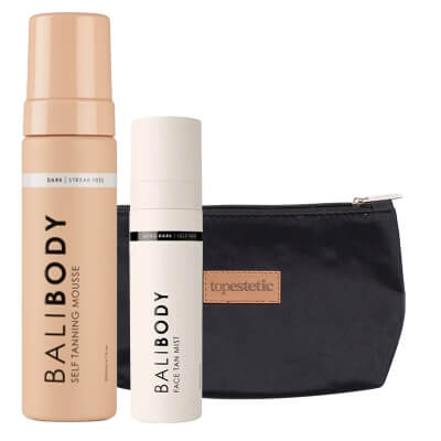 Bali Body Face Tan Mist Ultra Dark + Self Tanning Mousse + Kosmetyczka ZESTAW Mgiełka samoopalająca do twarzy (kolor Ultra Dark) 100 ml + Mus do samoopalania dla ciała 200 ml + Kosmetyczka 1 szt