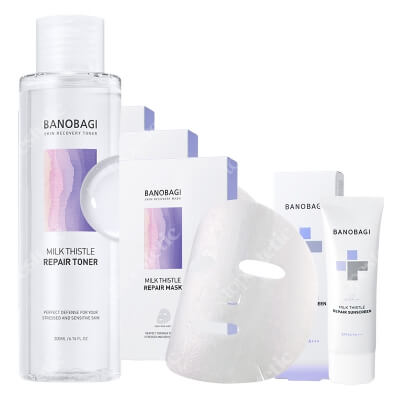 Banobagi Milk Thistle Repair Set ZESTAW Maska w płachcie x 3 + Tonik naprawczy 200 ml + Krem z filtrem 50 ml