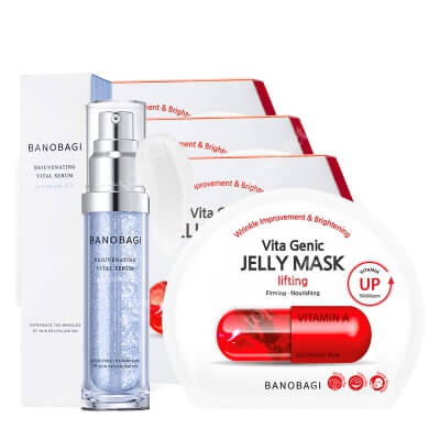 Banobagi Rejuvenating Vital Serum + Vita Genic Jelly Mask Lifting x 3 ZESTAW Odmładzające serum 30 ml + Maseczka w płachcie - lifting 30 ml / 1 szt. x 3