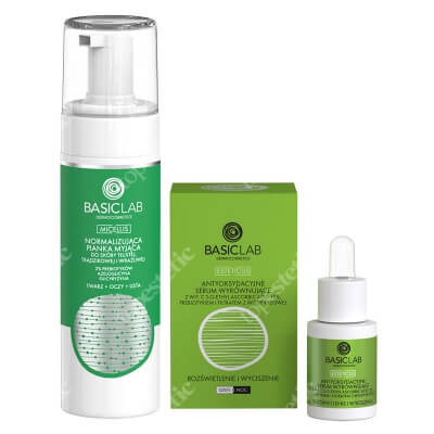 BasicLab Normalizacja i Wyrównanie ZESTAW Normalizująca pianka myjąca 150 ml + Specjalistyczne serum z witaminą C 15% 15 ml