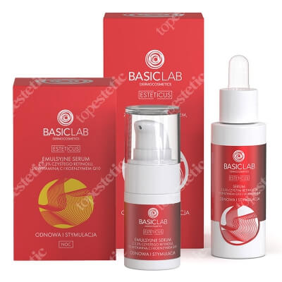 BasicLab Odnowa i Stymulacja 0,3% + 0,5% ZESTAW Serum 0,3% retinolu , 3% witaminy C i koenzymem Q10, 15 ml + Serum z czystym retinolem 0,5%, 30 ml