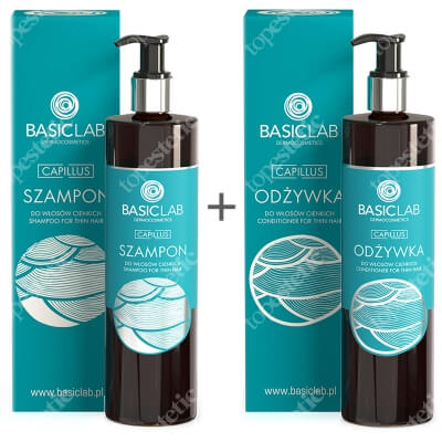 BasicLab Pielęgnacja Włosów Cienkich ZESTAW Szampon do włosów cienkich 300 ml + Odżywka do włosów cienkich 300 ml
