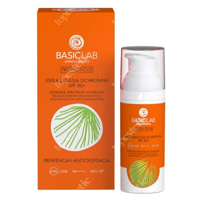 BasicLab Prewencja i Antyoksydacja SPF 50+ Lekka emulsja ochronna do cery tłustej i mieszanej 50 ml