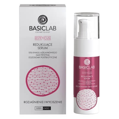 BasicLab Rozjaśnienie i Wyciszenie Redukujące serum 15% kwasu azelainowego, BHA, Glicyryzyna 30 ml