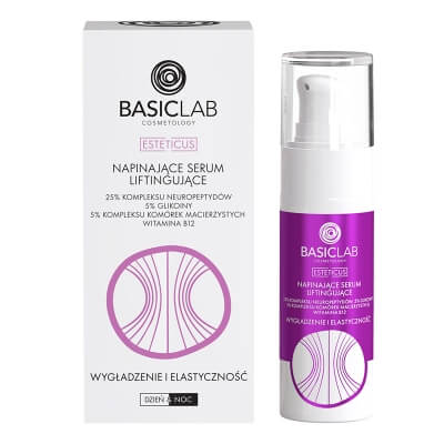 BasicLab Wygładzenie i Elastyczność Napinające serum liftingujące 25% kompleksu neuropeptydów 30 ml