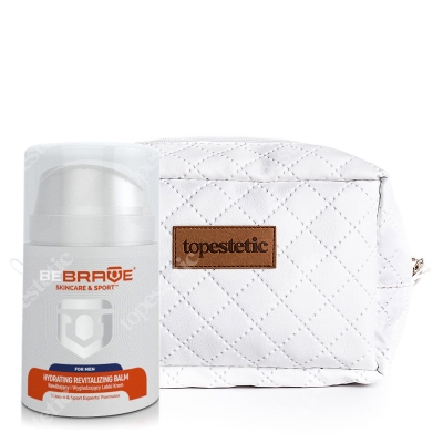 Be Brave Hydrating Revitalizing Balm + Kosmetyczka ZESTAW Nawilżający i wygładzający lekki krem dla mężczyzn 50 ml + Biała, pikowana kosmetyczka