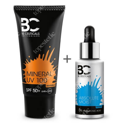 Be Ceuticals Absolute Moist H.A 5% + Mineral UV 100 SPF 50+ ZESTAW Absolutne nawilżenie - Kwas hialuronowy + Peptydy 30 ml + Krem mineralny z ochroną 100 ml