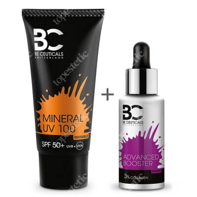 Be Ceuticals Advanced Booster Collagen 3% + Mineral UV 100 SPF 50+ ZESTAW Zaawansowane wzmocnienie - Kolagen i kwas hialuronowy 30 ml + Krem mineralny z ochroną 100 ml