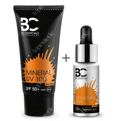 Be Ceuticals Wonderful Skin 25% L Ascorbic Acid + Mineral UV 100 SPF 50+ ZESTAW Cudowna skóra - Kwas askorbinowy + kwas liponowy 15 ml + Krem mineralny z ochroną 100 ml