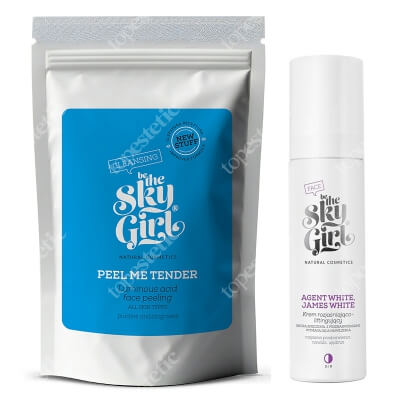 Be The Sky Girl Agent White and Peel Me Band ZESTAW Rozświetlający peeling kwasowy do twarzy 60 g + Krem rozjaśniająco-liftingujący 50 ml