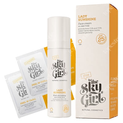 Be The Sky Girl Lady Chill ZESTAW Rozświetlający enzymatyczny peeling do twarzy 2x4 g x 2 + Krem do twarzy (średnia ochrona) 50 ml
