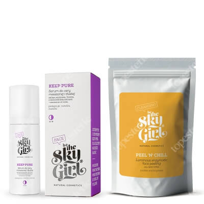 Be The Sky Girl Peel \'n Chill + Keep Pure Serum ZESTAW Rozświetlający enzymatyczny peeling do twarzy 60 g + Serum do cery mieszanej i tłustej 30 ml