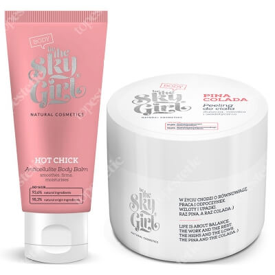 Be The Sky Girl Pina Colada + Hot Chick Anticellulite Body Balm ZESTAW Cukrowy peeling do ciała 220 g + Hot Chick Antycellulitowy balsam do ciała 200ml