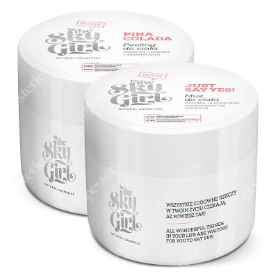 Be The Sky Girl Pina Colada + Just Say Yes ZESTAW Cukrowy peeling do ciała 220 g + Mus do ciała 200 ml
