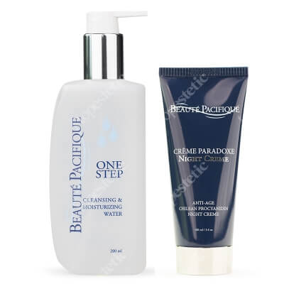 Beaute Pacifique Creme Paradoxe, Night Cream + One Step Cleansing & Moisturizing Water ZESTAW Antyoksydacyjny krem przeciwstarzeniowy na noc 100 ml + Oczyszczanie i nawilżanie w jednym kroku 200 ml